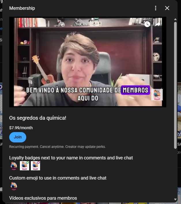 Assinatura de Membro do Canal Dona Neura no YouTube - Os segredos da química